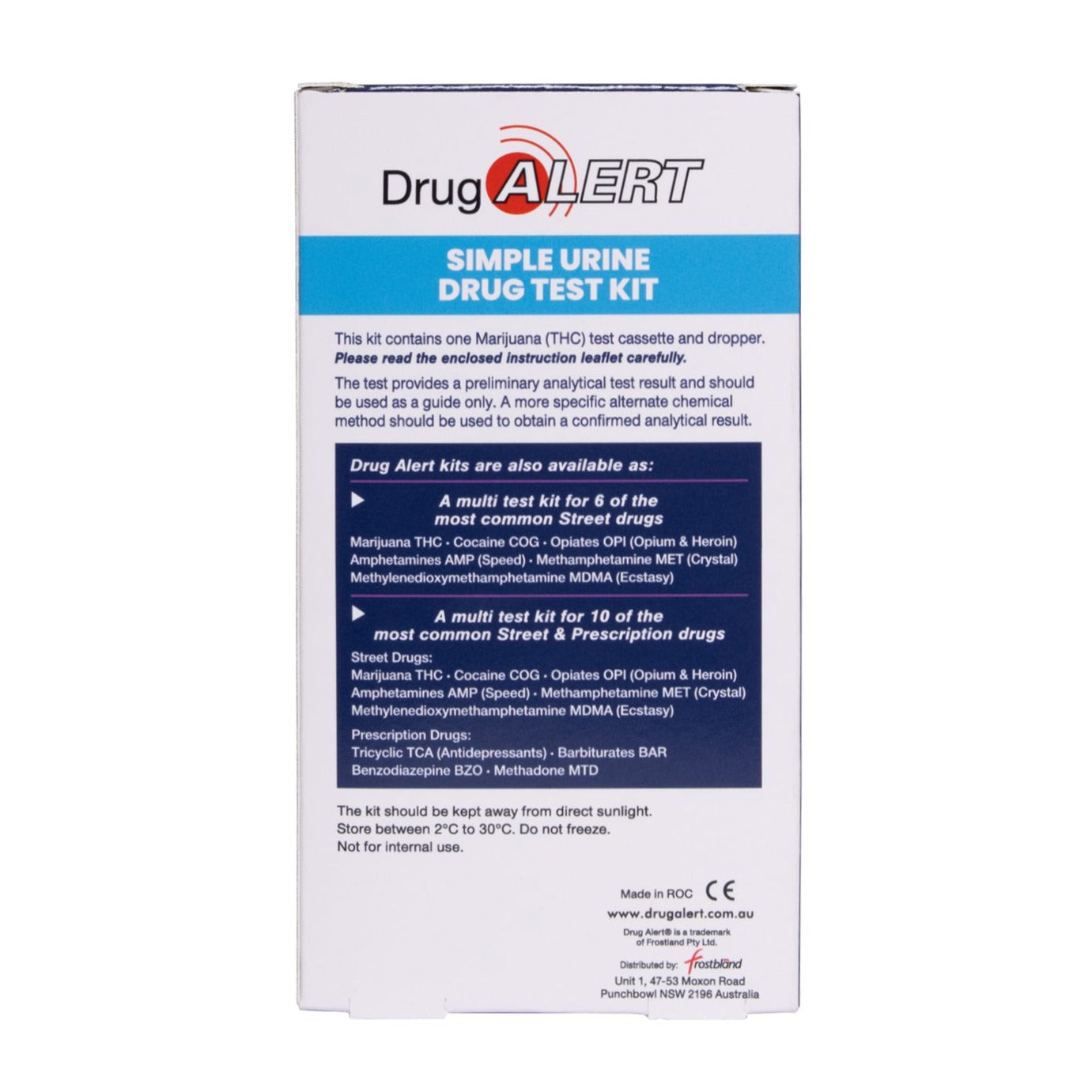 Marijuana 1 Pk Urine Test Kit back of pack