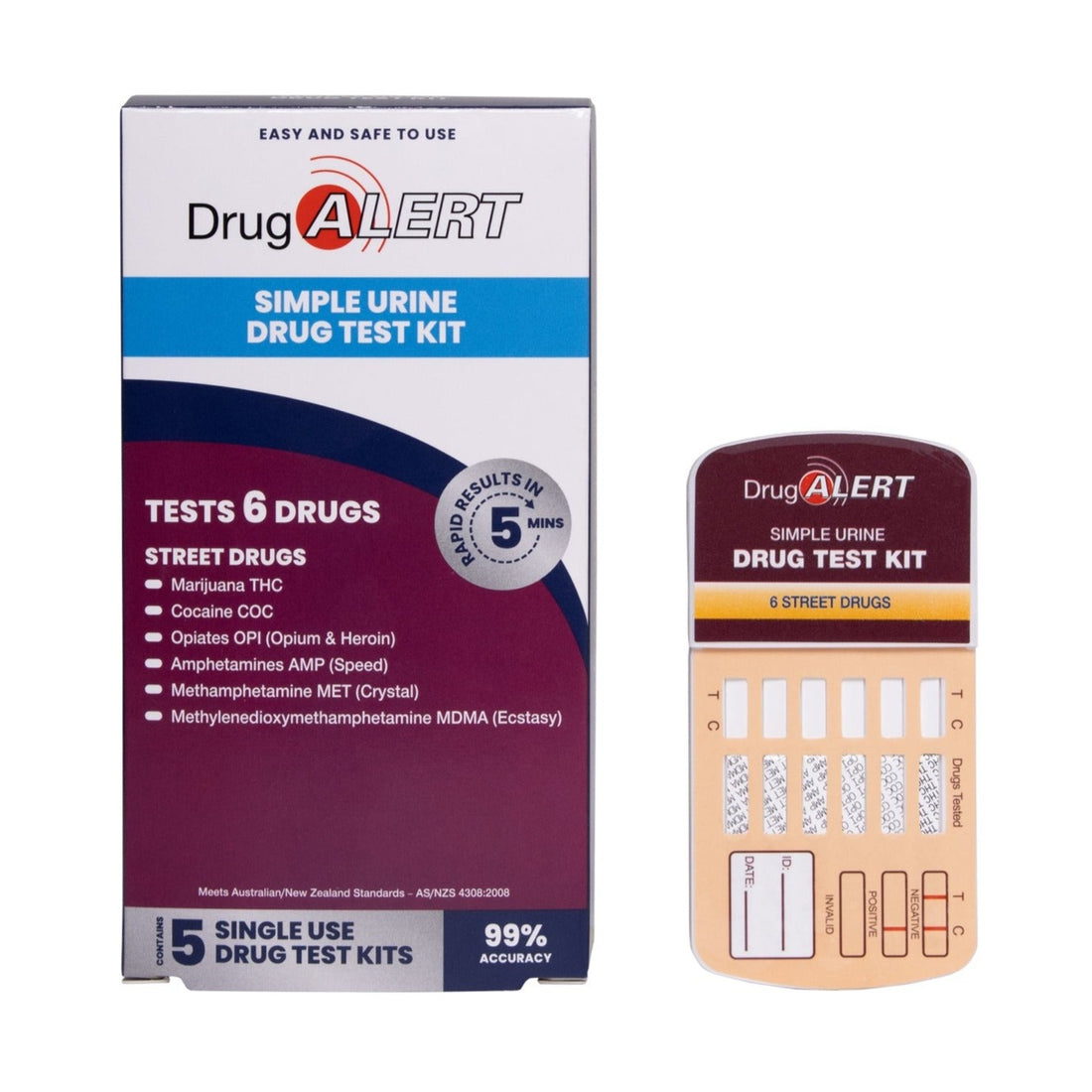 Street Drugs 5 Pk Urine Test Kit - pack and kit