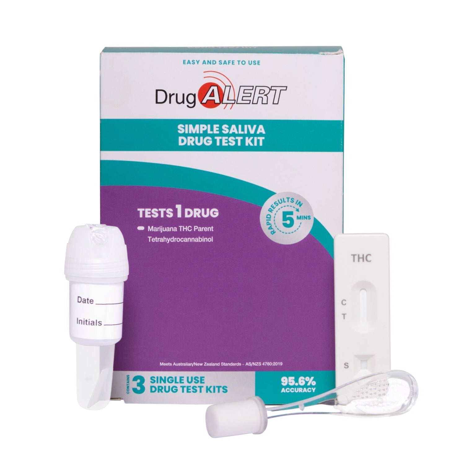 Marijuana 3 Pk Saliva Drug Test Kit &amp; Contents 