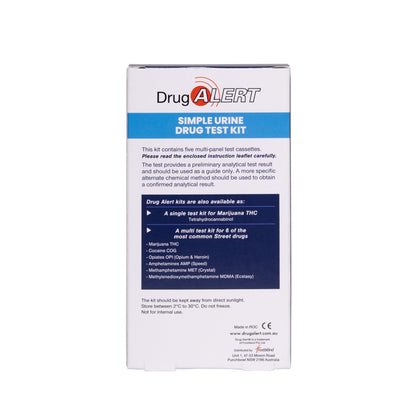 Street Drugs 5 Pk Urine Test Kit - back of pack