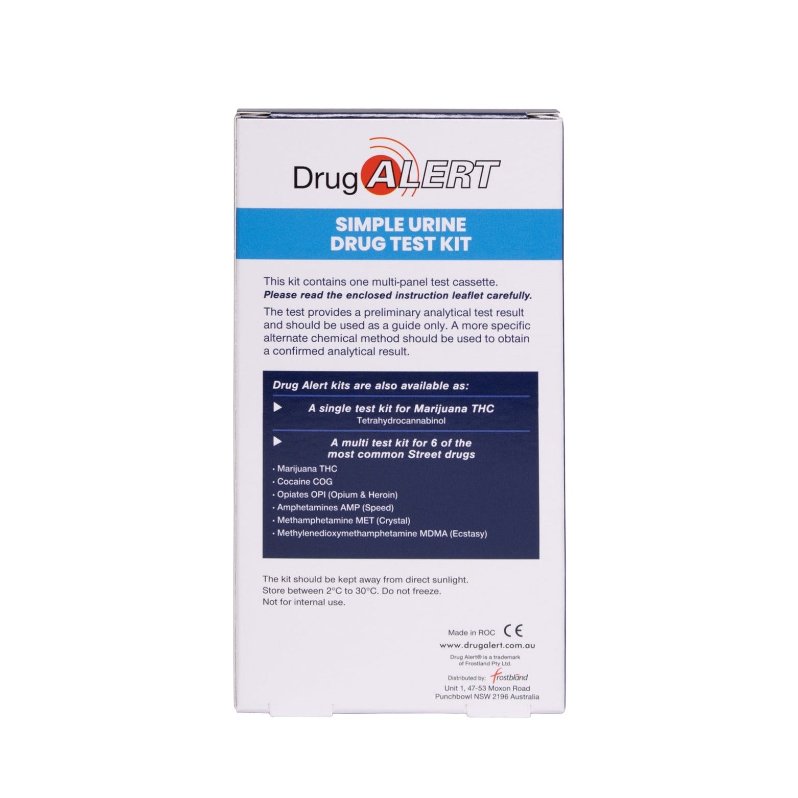 Street &amp; Prescription Drugs 1 Pk Urine Test Kit back of pack