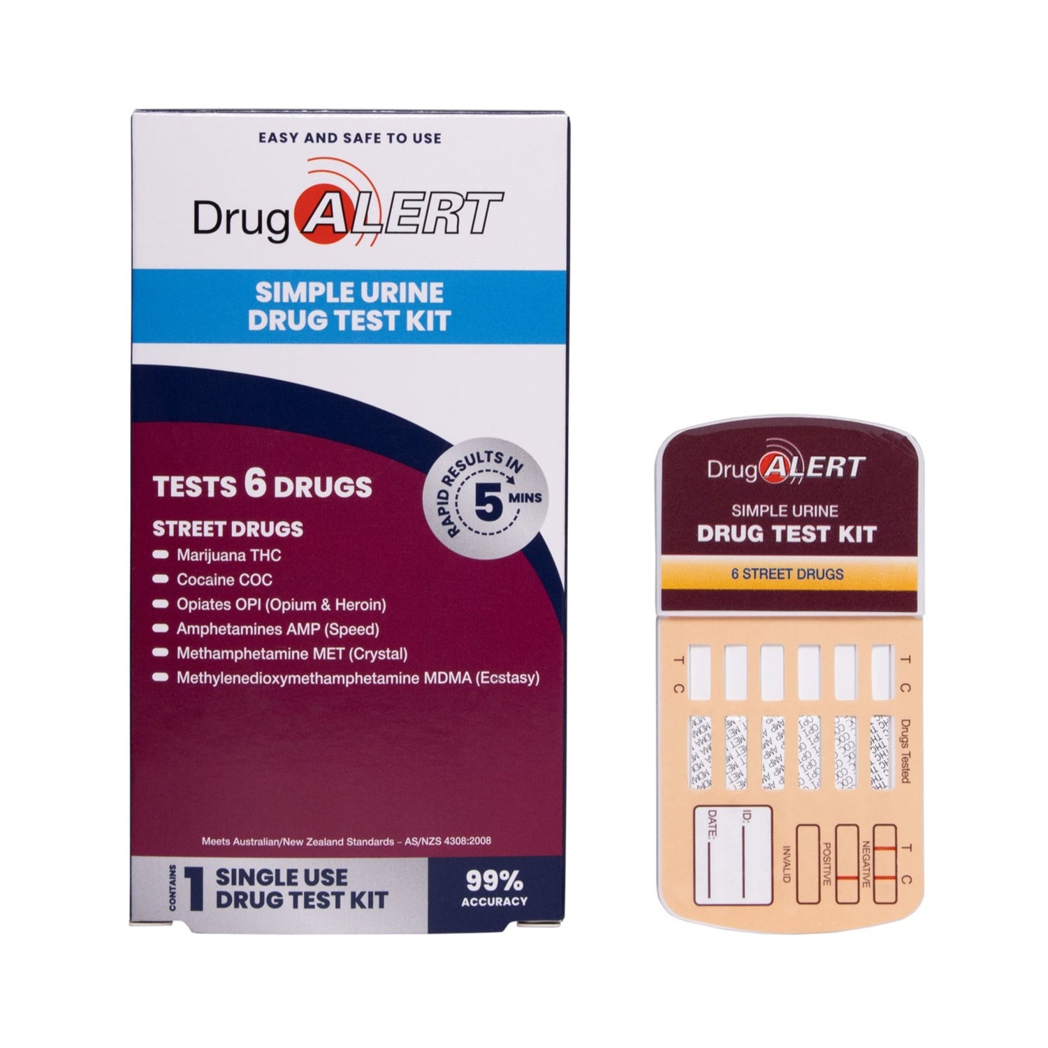 Street Drugs 1 Pk Urine Test Kit - Pack and contents